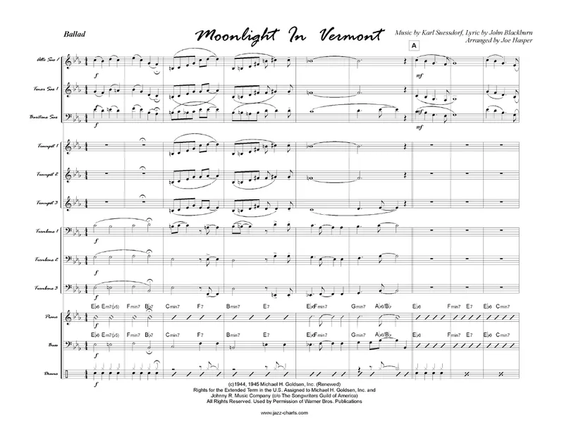Moonlight In Vermont score preview