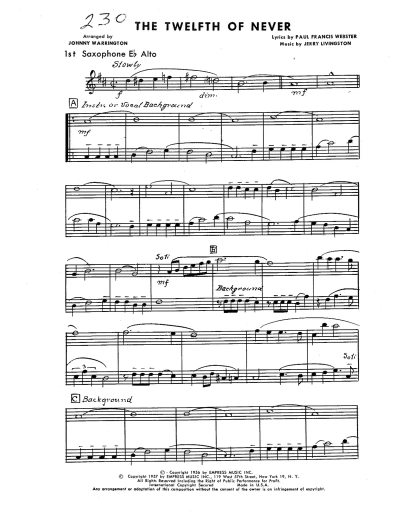 The Twelfth Of Never score preview