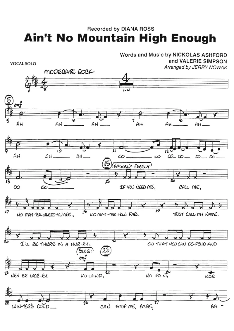Ain't No Mountain High Enough score preview