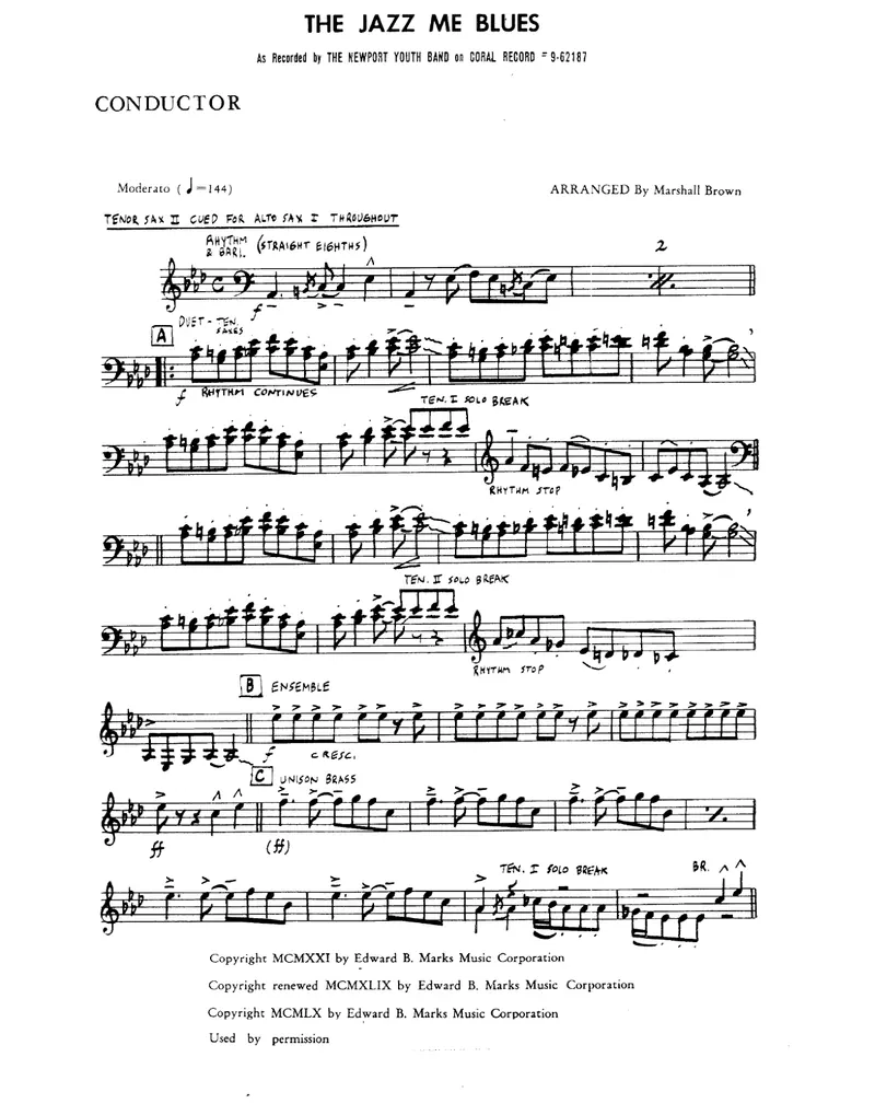 Jazz Me Blues score preview