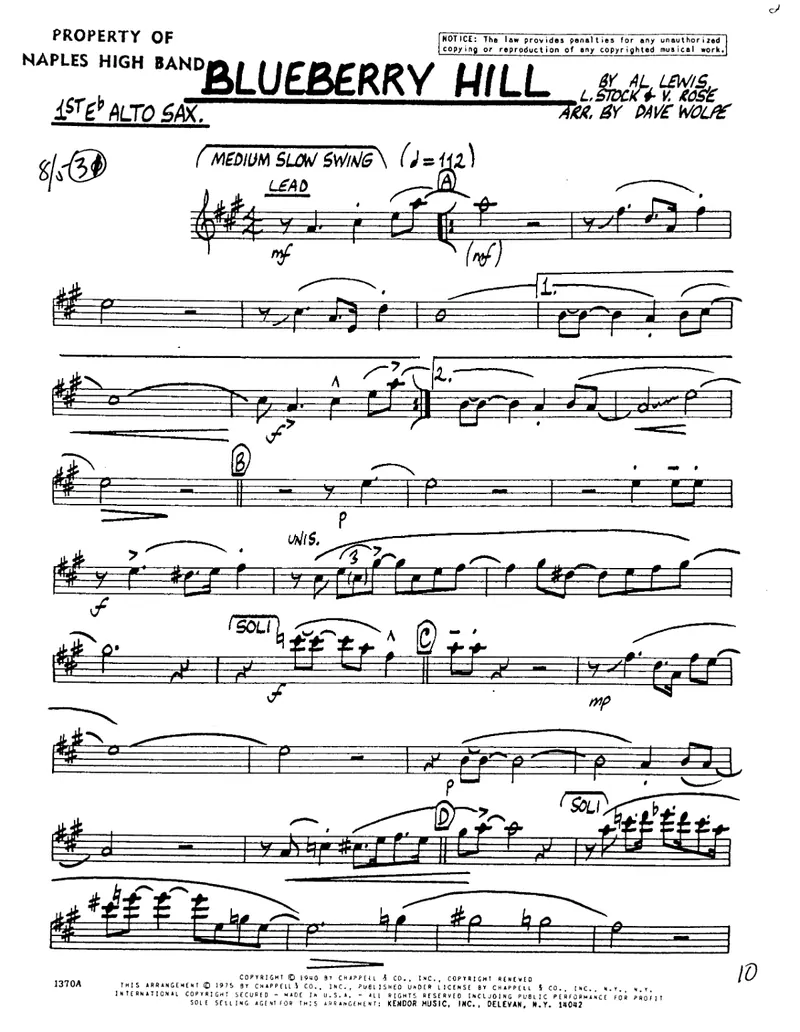Blueberry Hill score preview