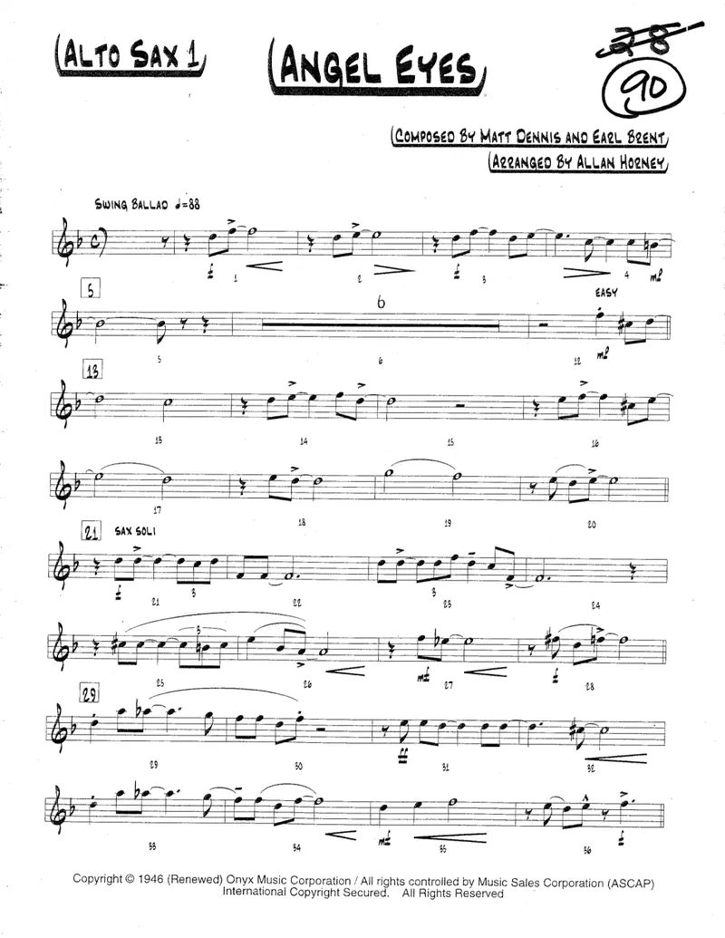 Angel Eyes score preview
