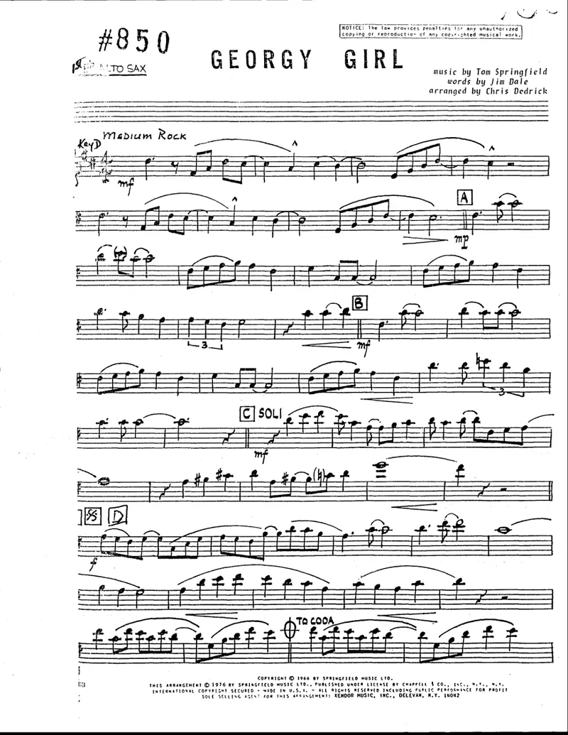 Georgy Girl score preview