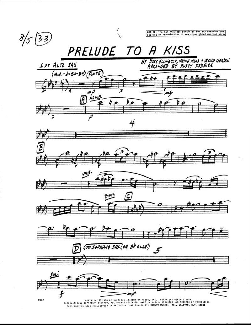 Prelude To A Kiss score preview