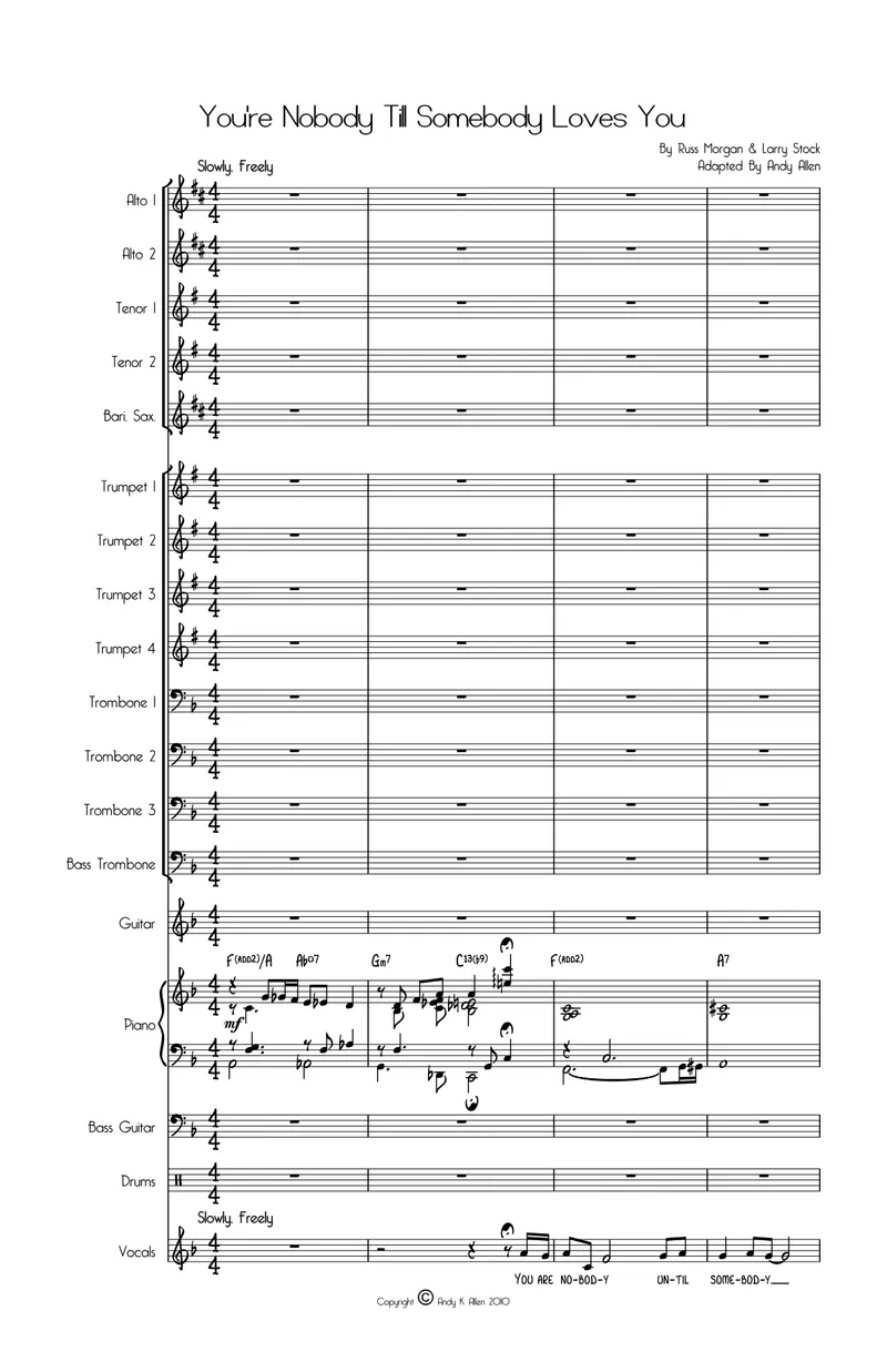 You're Nobody Till Somebody Loves You Allen vocal score preview