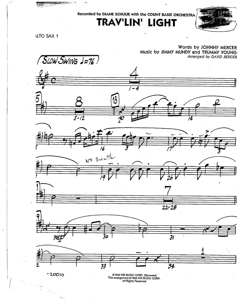 Travelin' Light score preview