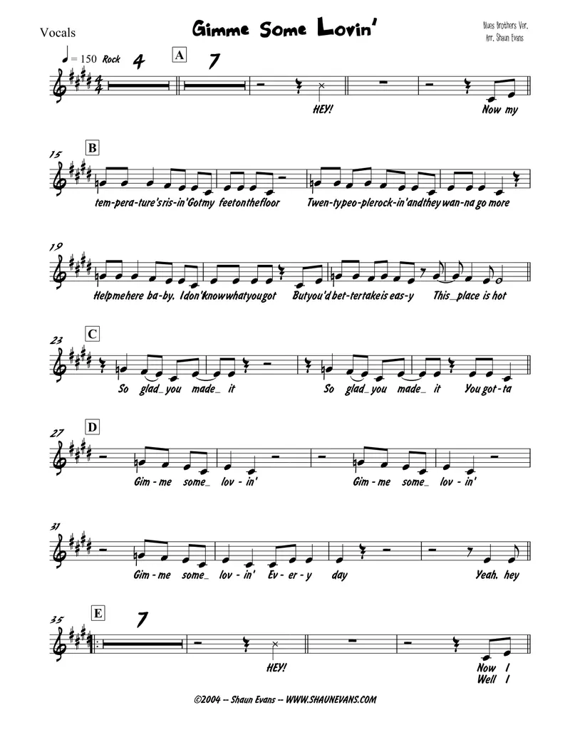 Gimme Some Lovin' score preview