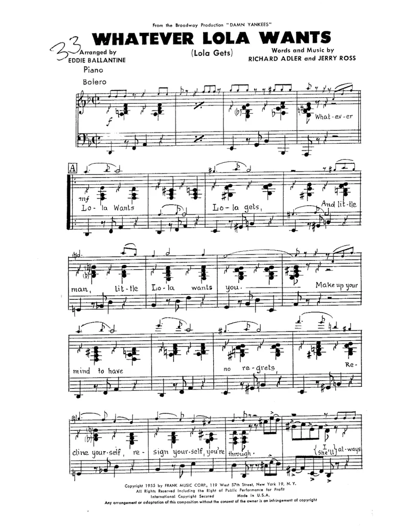 Whatever Lola Wants score preview