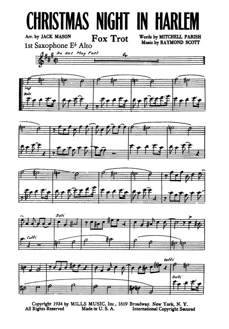 Christmas Night In Harlem score preview