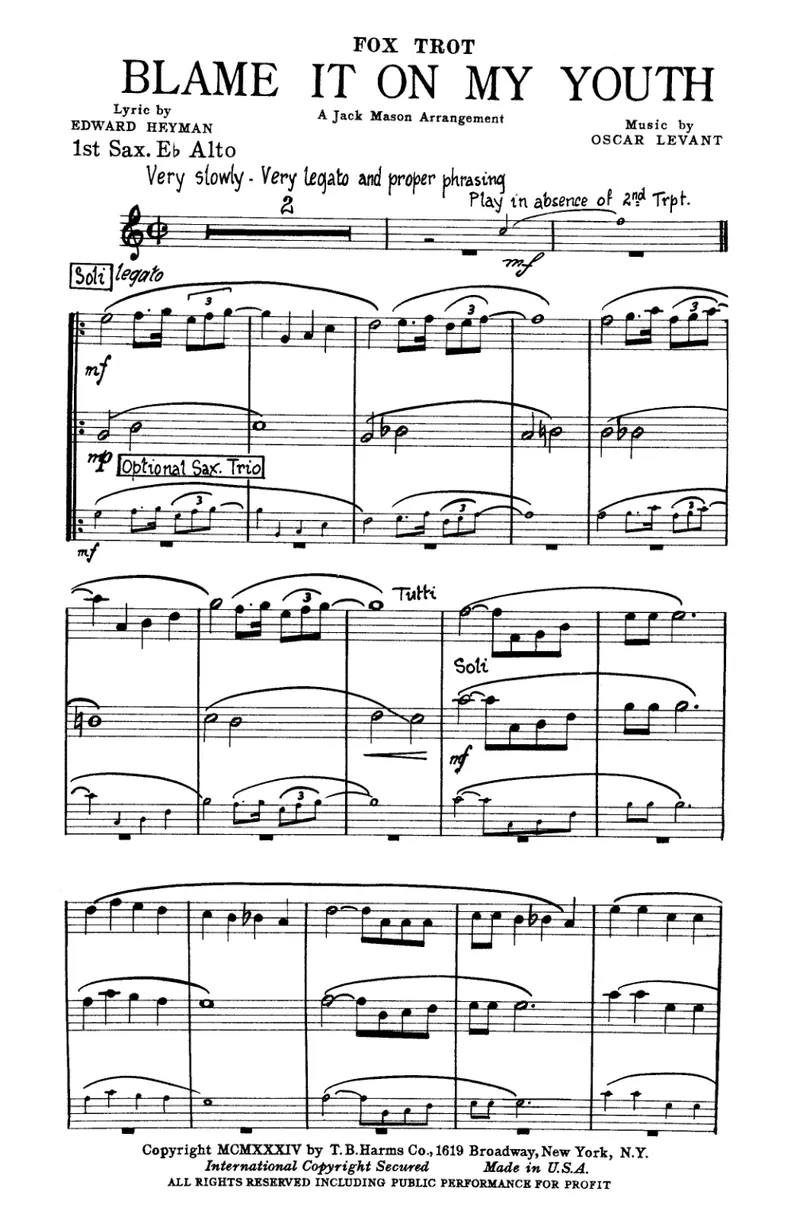Blame It On My Youth score preview