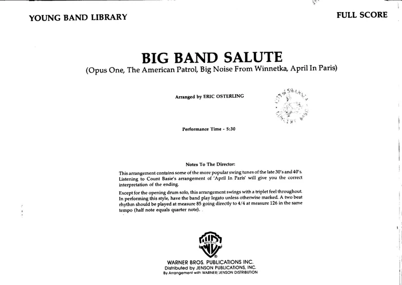 Big Band Salute score preview