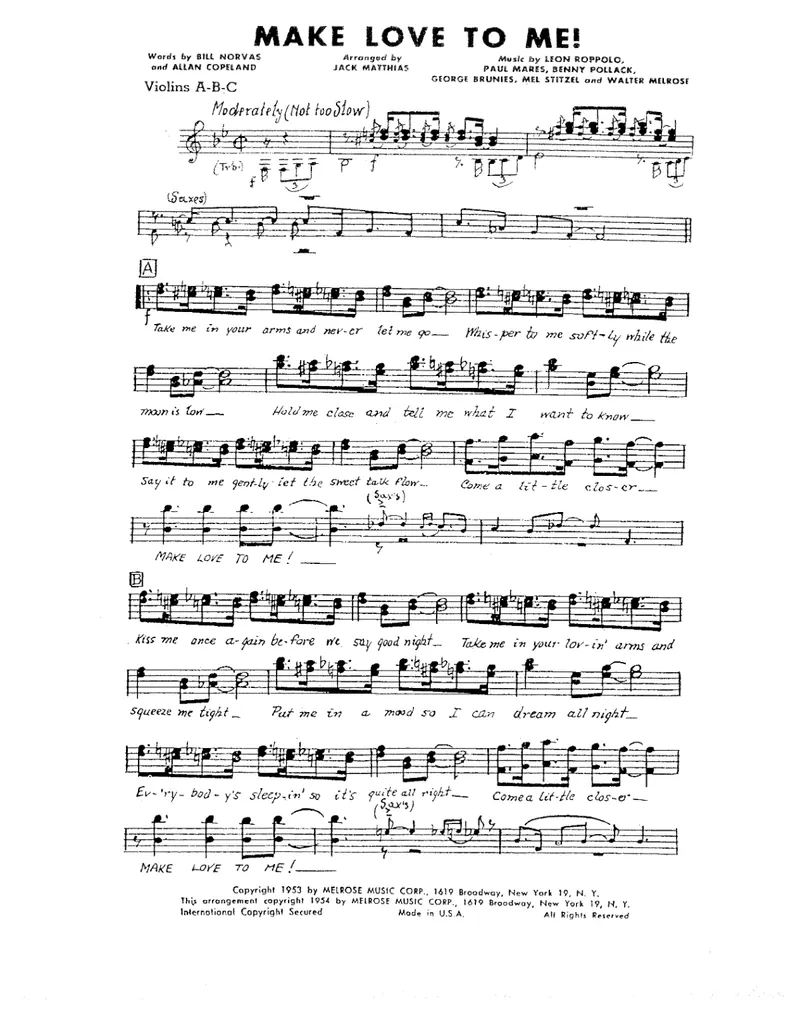 Make Love To Me score preview