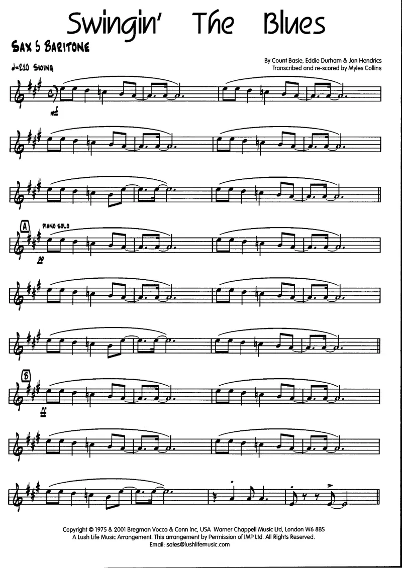 Swingin' The Blues score preview