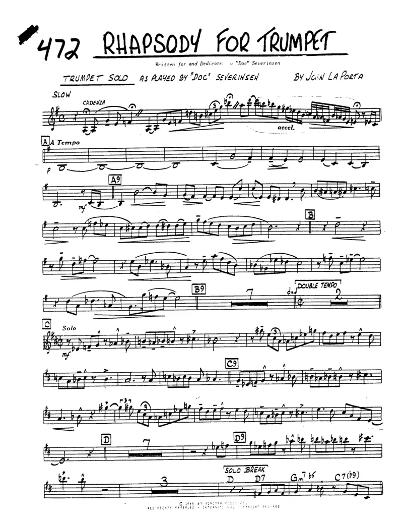Rhapsody For Trumpet score preview