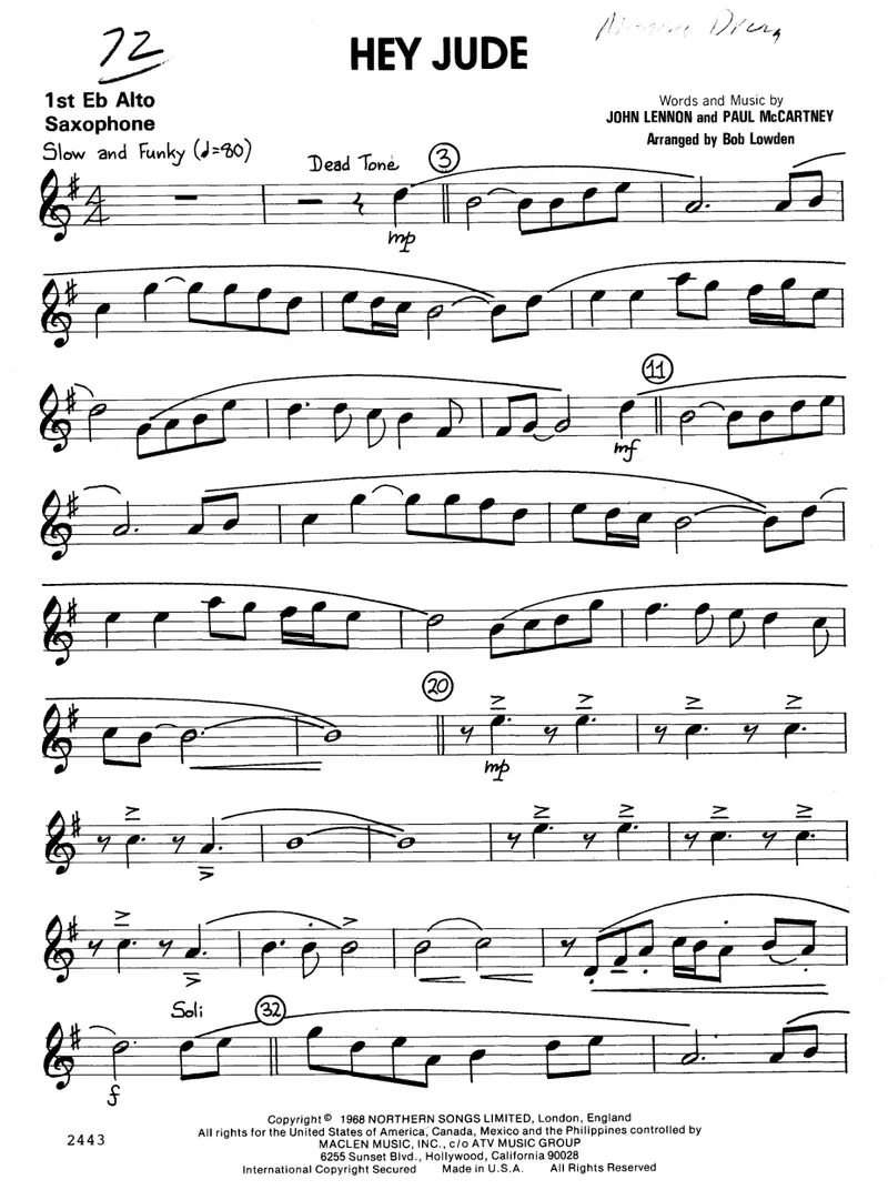 Hey Jude score preview