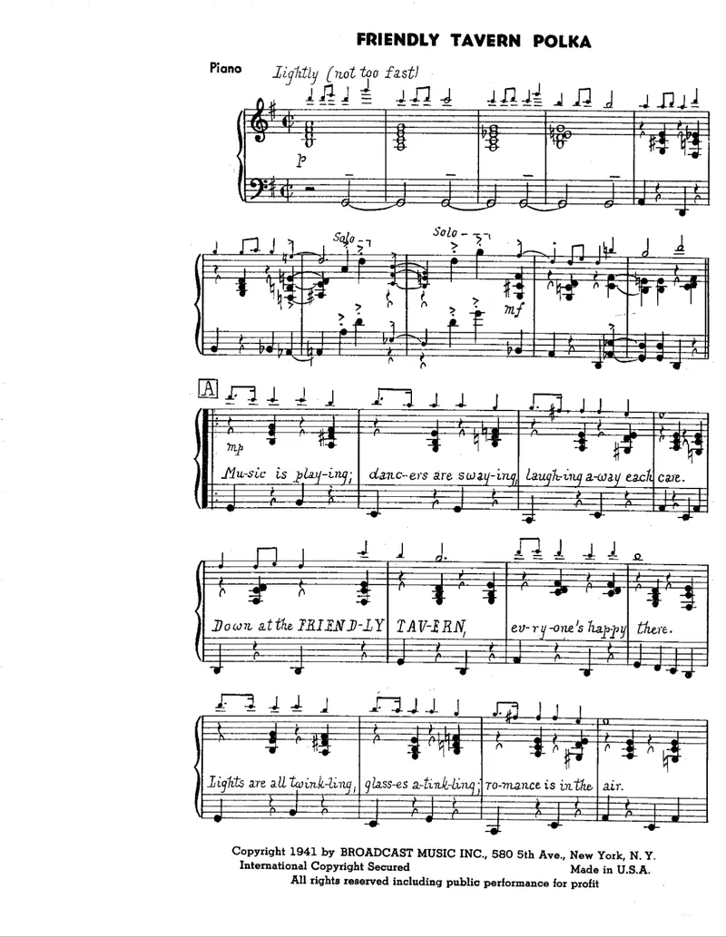 Friendly Tavern Polka score preview