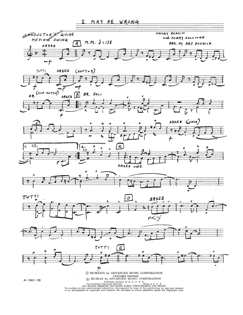 I May Be Wrong score preview
