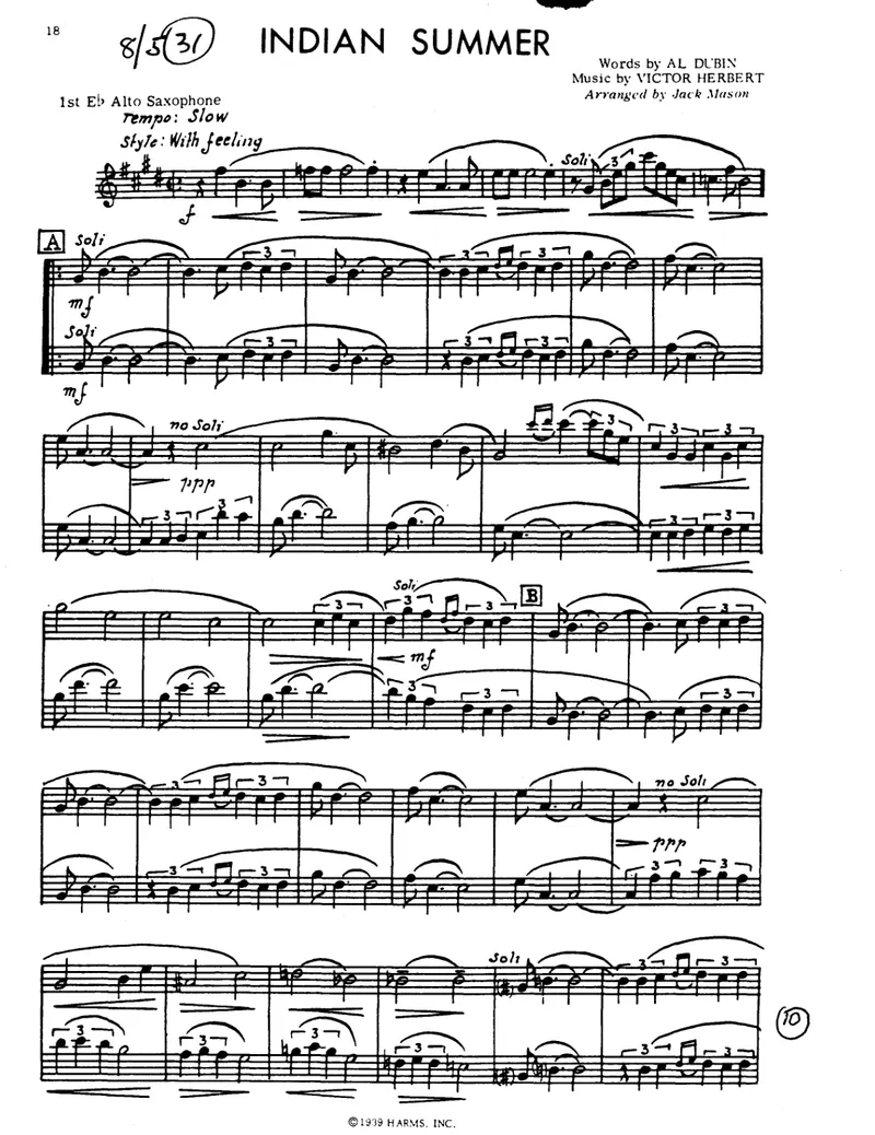 Indian Summer score preview