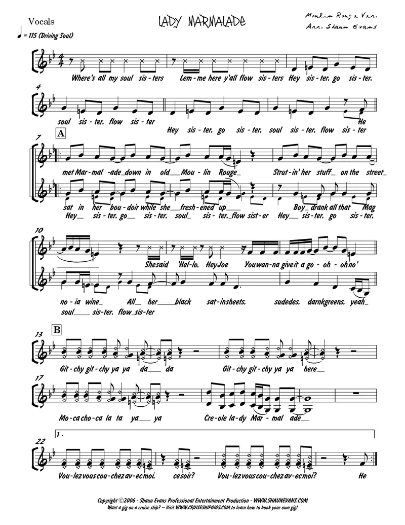 Lady Marmalade score preview