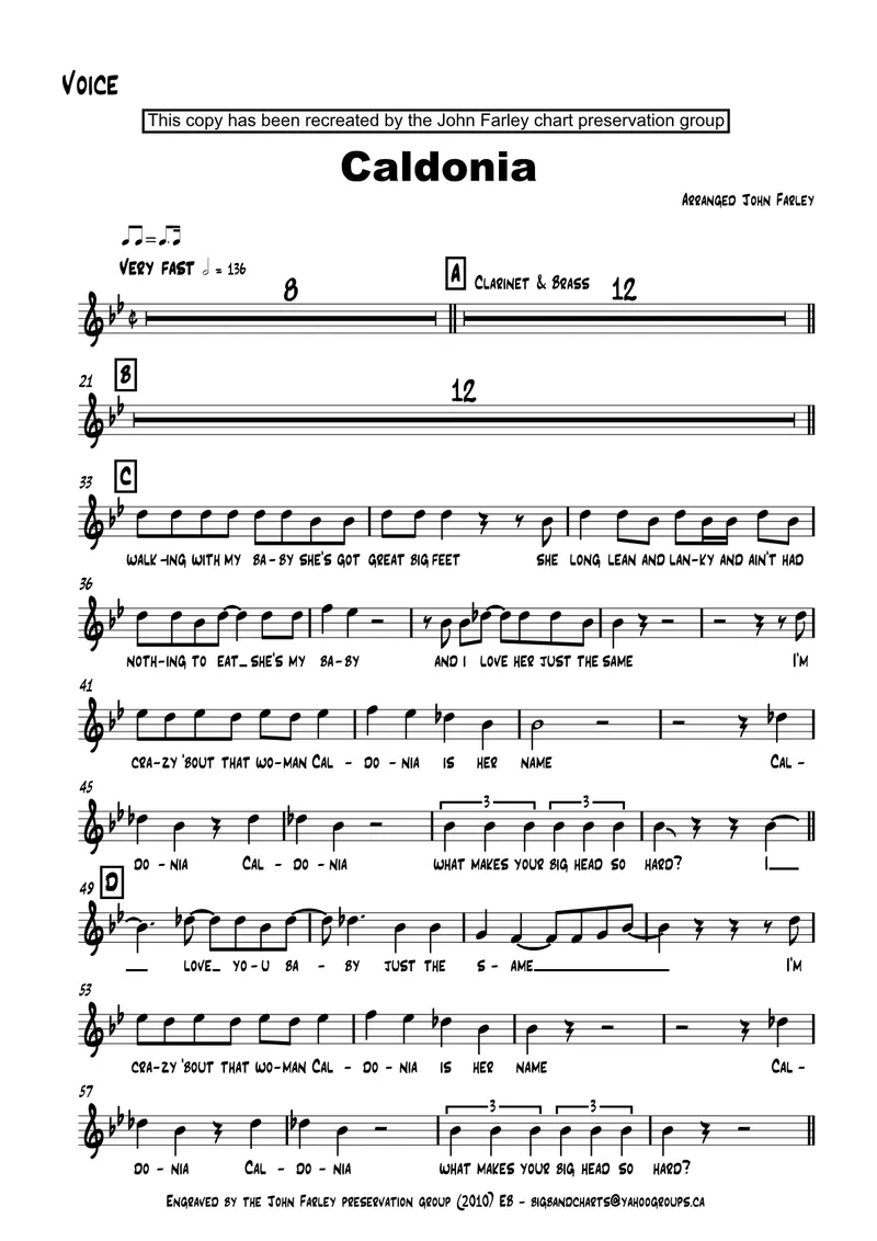 Caldonia score preview