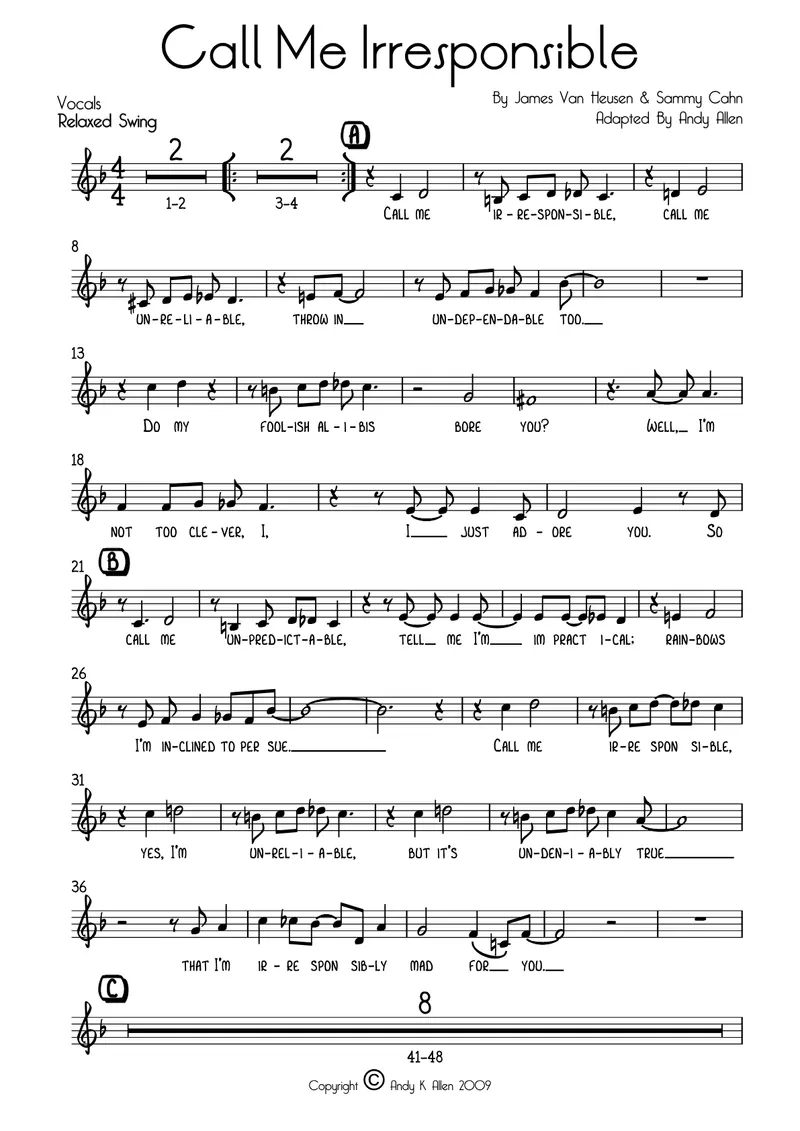 Call Me Irresponsible [A.Allen] voc score preview