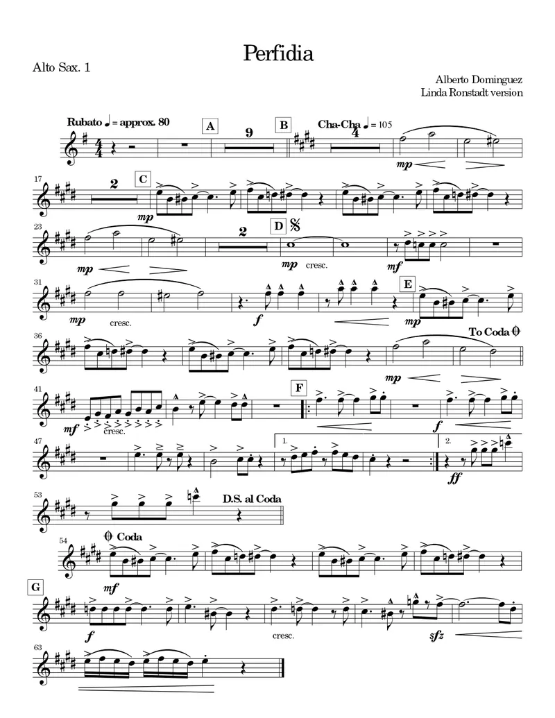 Perfidia score preview