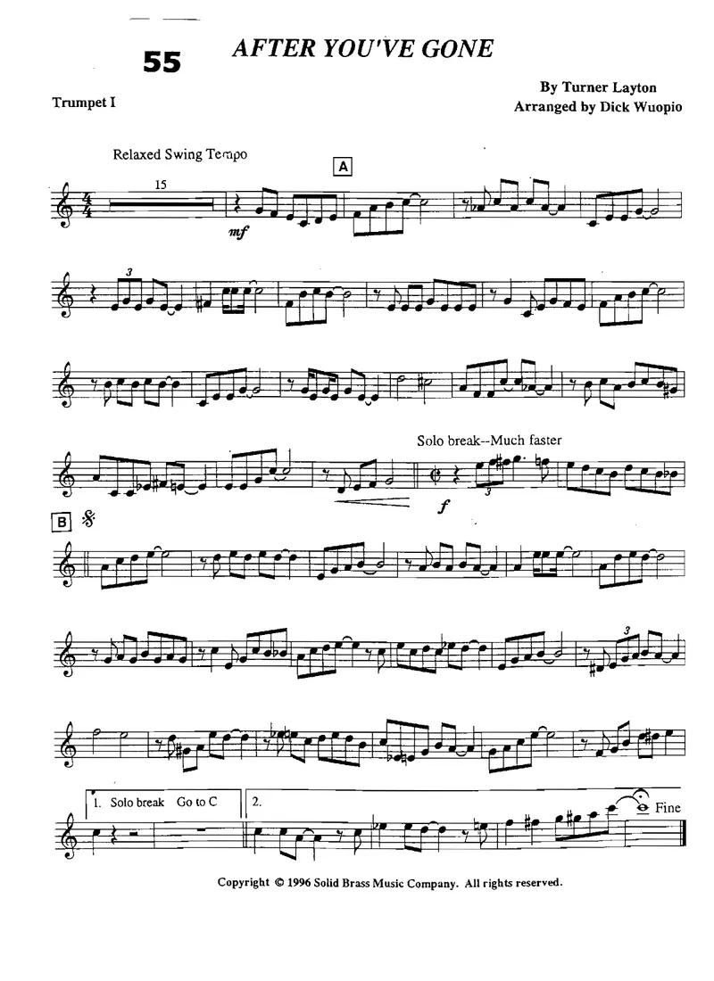 After You've Gone score preview