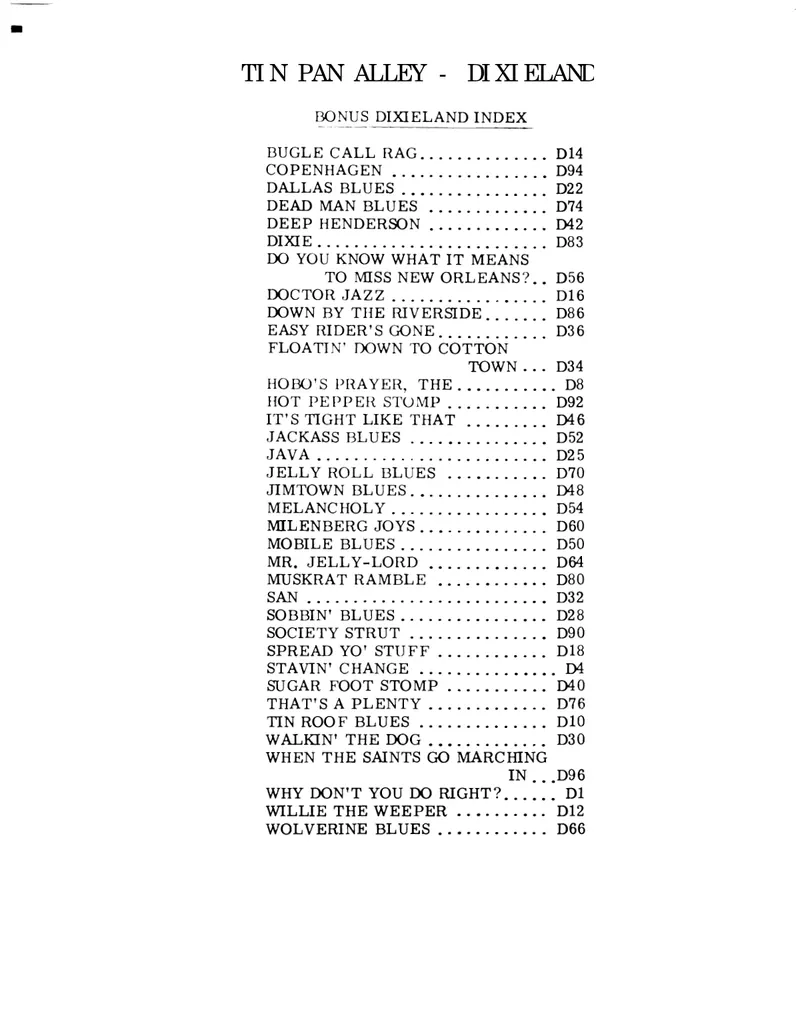 Tin Pan Alley Dixieland score preview