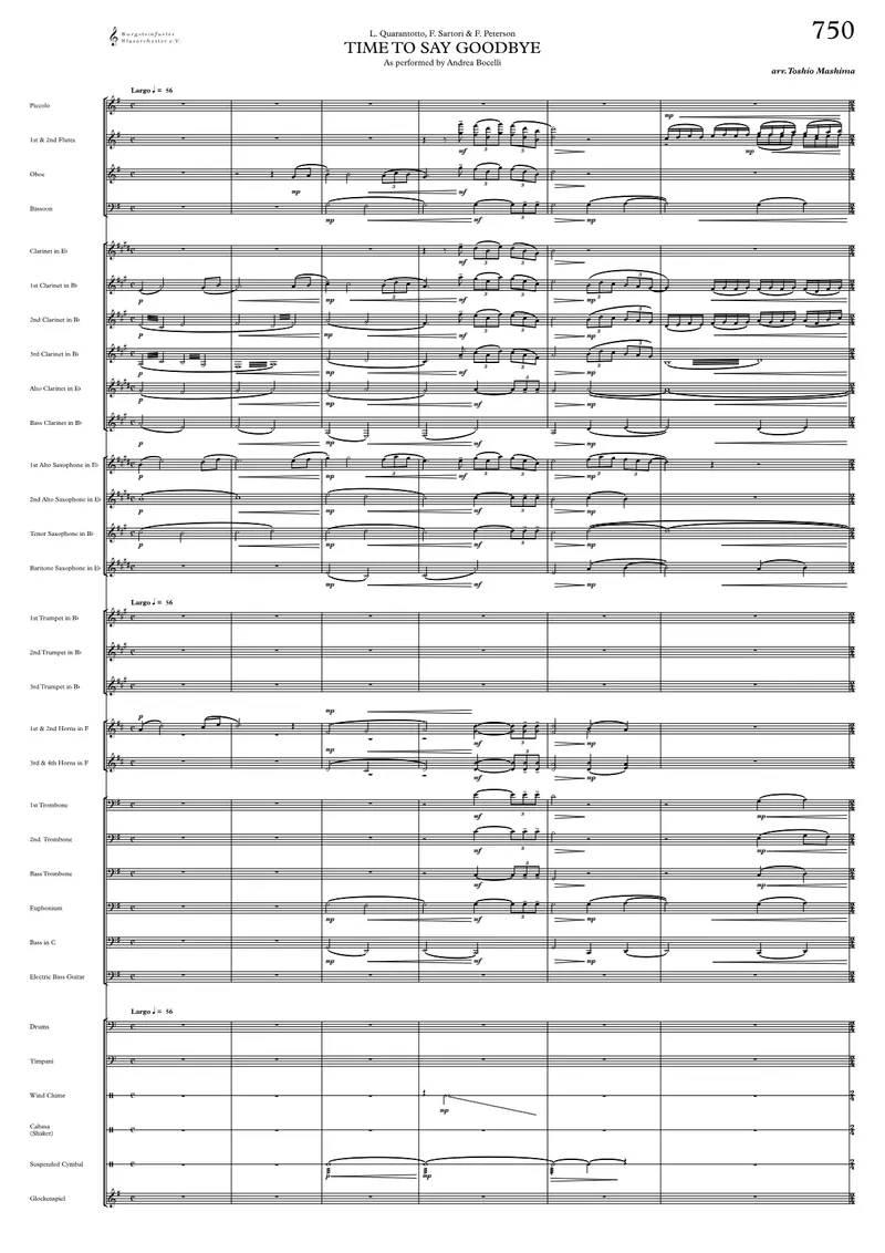 Time To Say Goodbye score preview