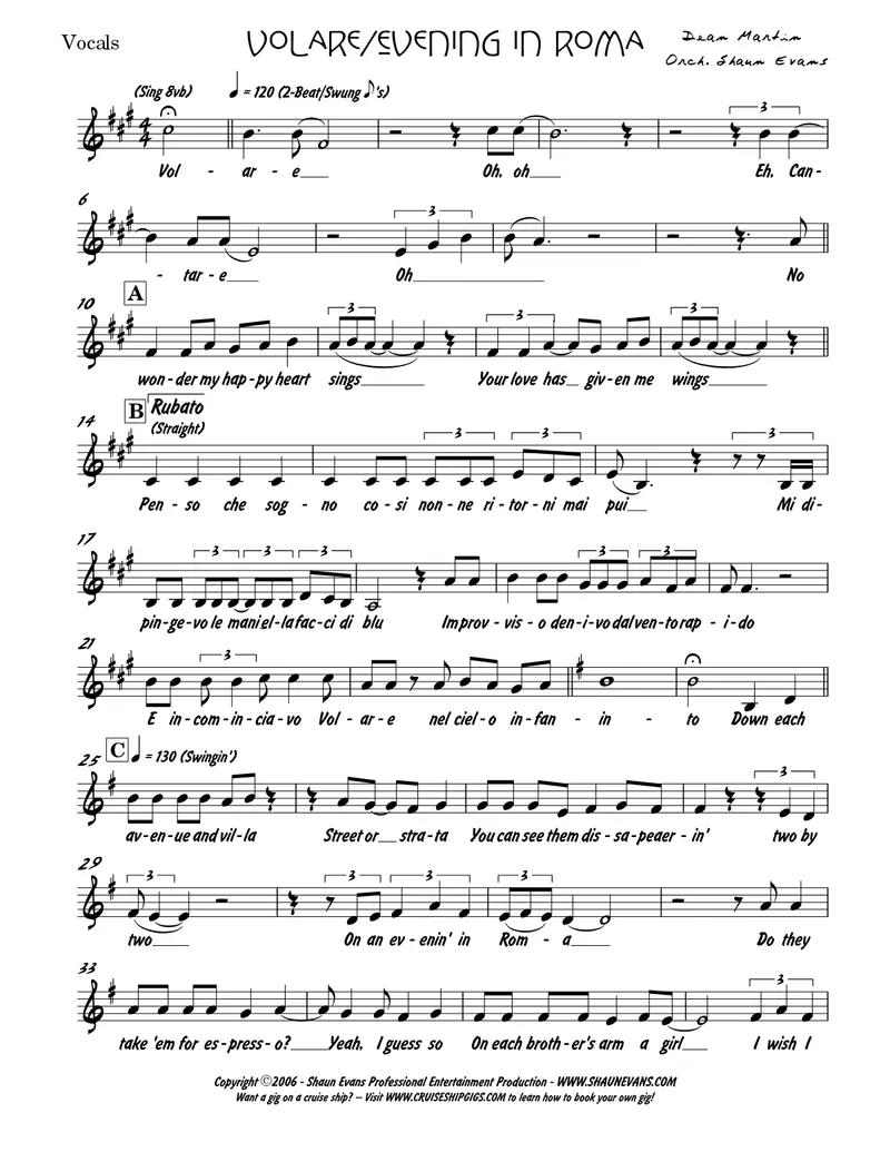 Volare score preview