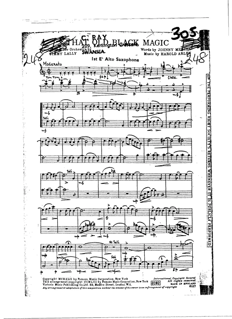 That Old Black Magic score preview