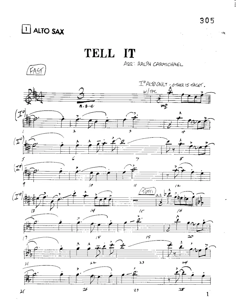 Tell It Like It Is score preview
