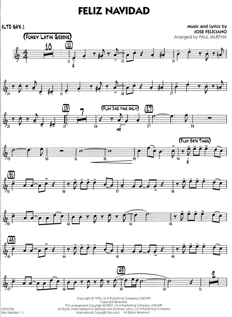 Feliz Navidad score preview