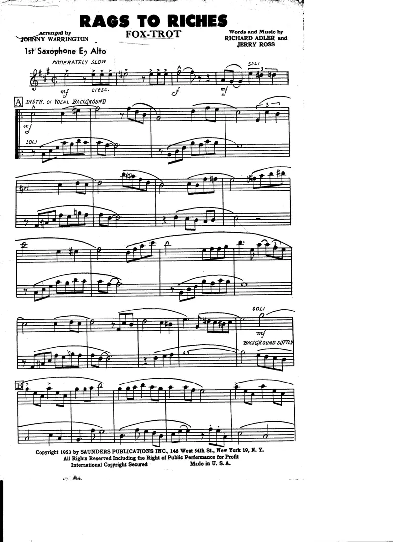 Rags To Riches score preview