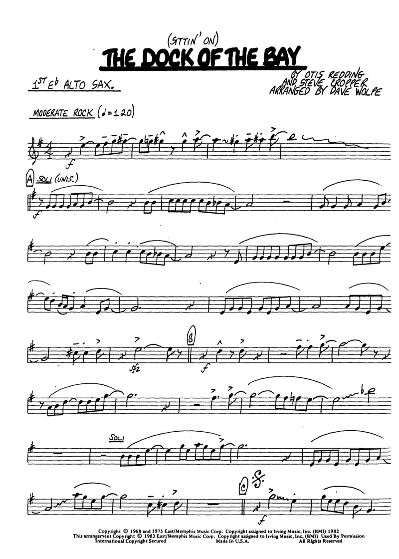 Sittin' On The Dock Of The Bay score preview