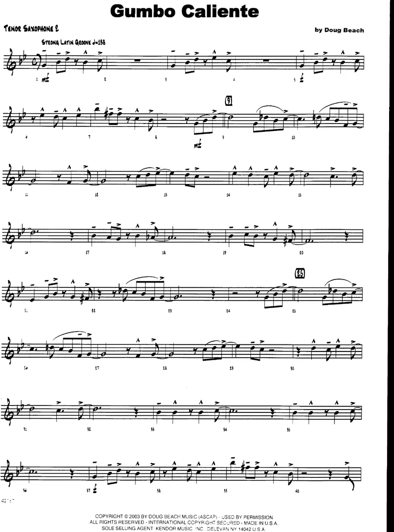 Gumbo Caliente score preview