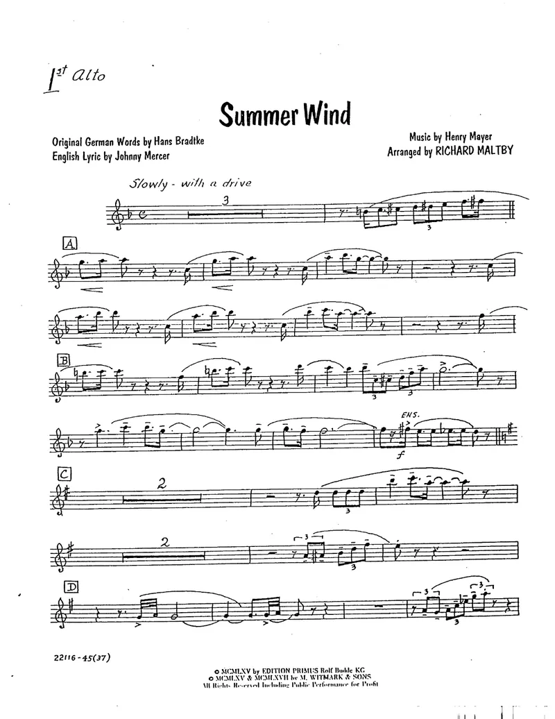 Summer Wind score preview