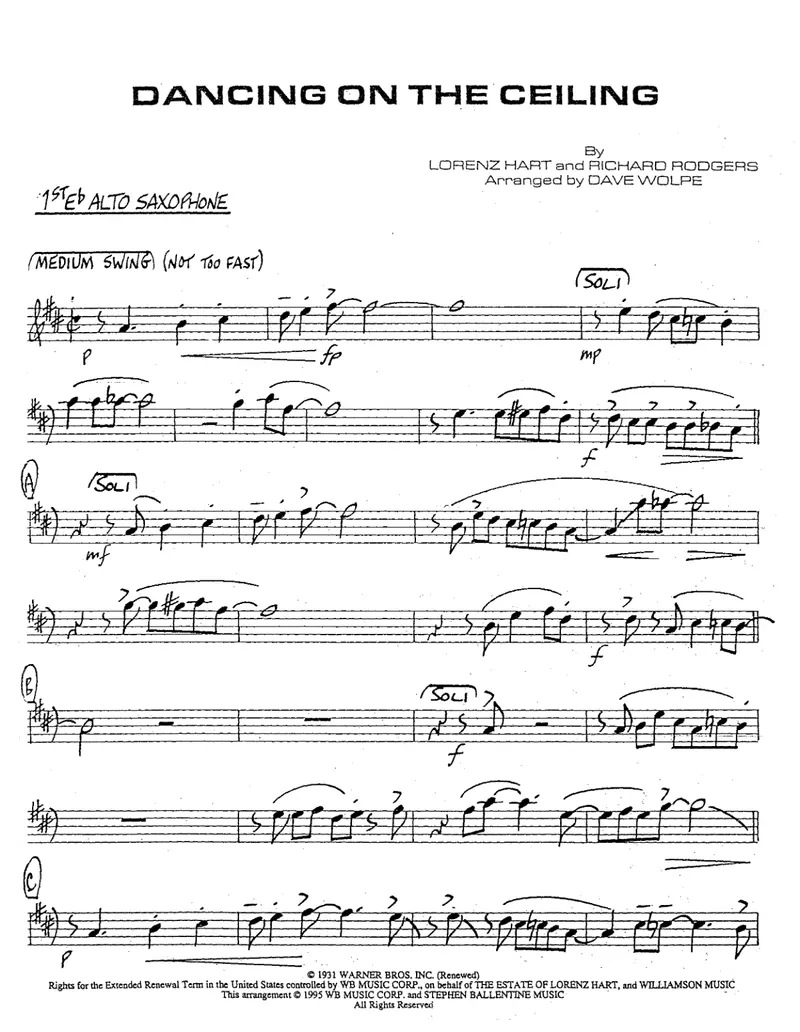 Dancing On The Ceiling score preview