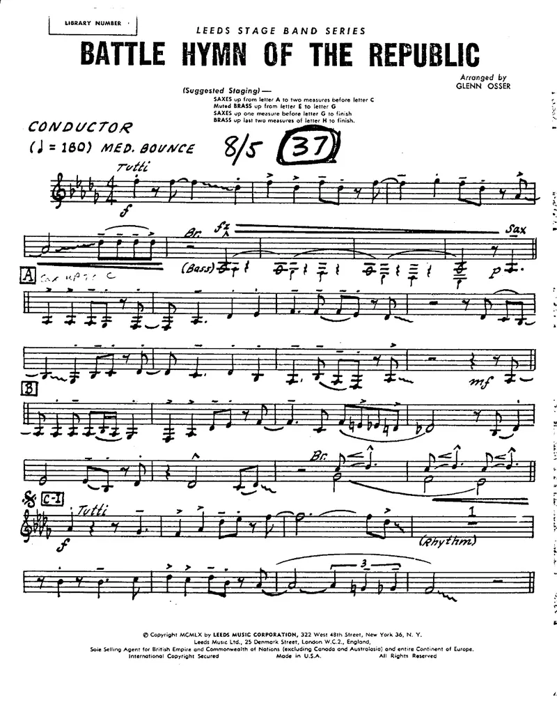 Battle Hymn Of The Republic score preview