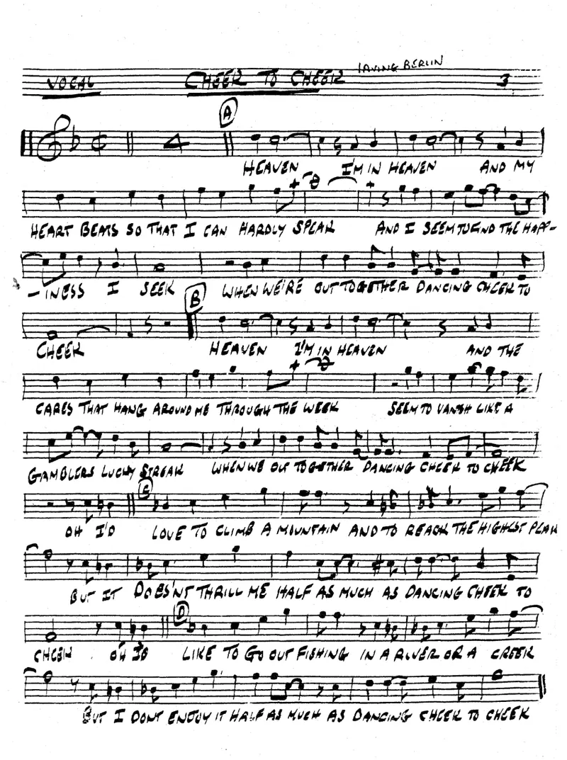 Cheek To Cheek score preview