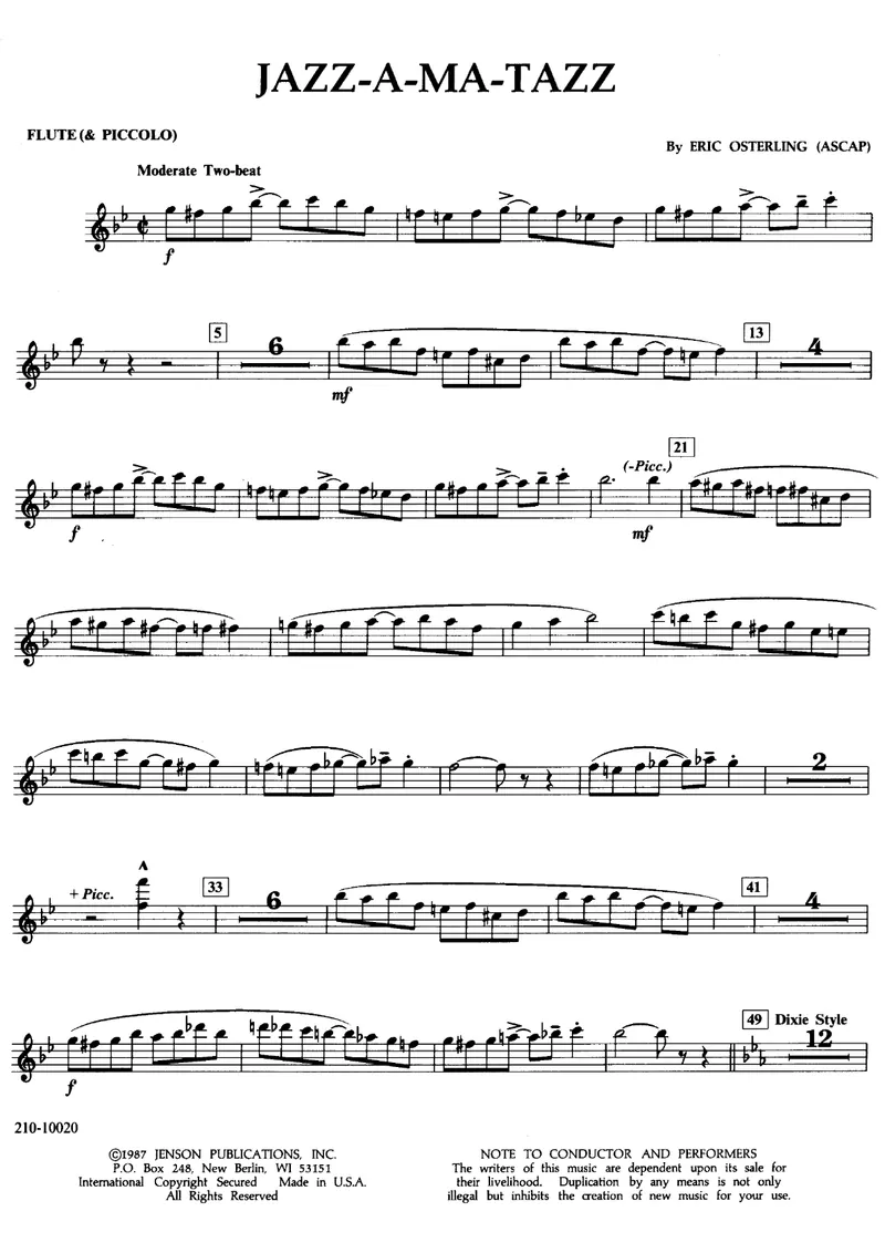 Jazz-A-Ma-Tazz score preview