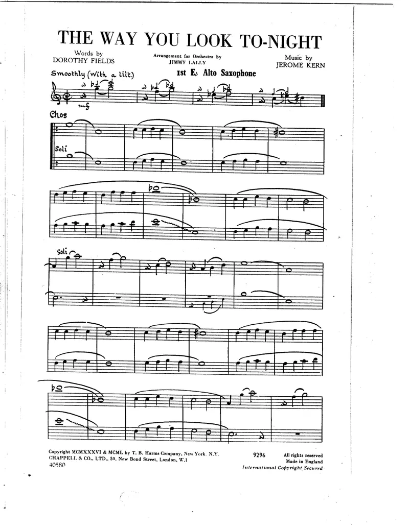 The Way You Look Tonight score preview