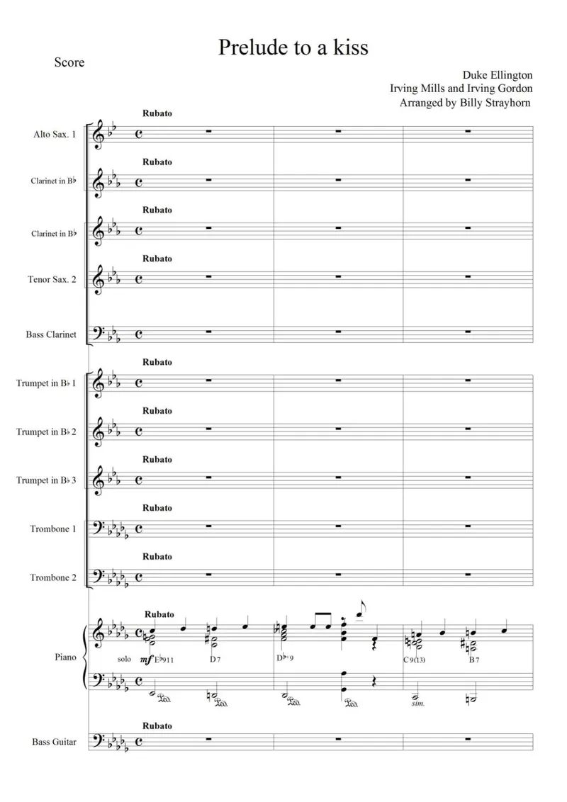 Prelude To A Kiss score preview