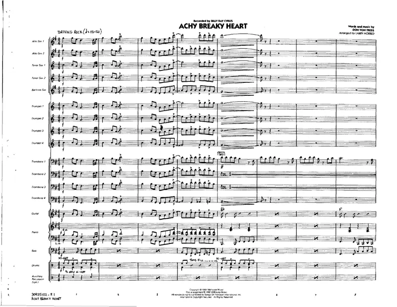 Achy Breaky Heart score preview