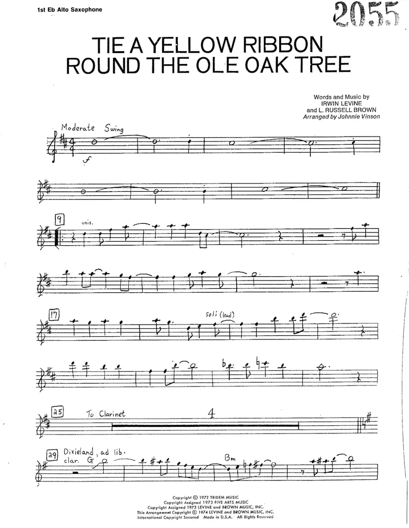 Tie A Yellow Ribbon Round The Ole Oak Tree score preview