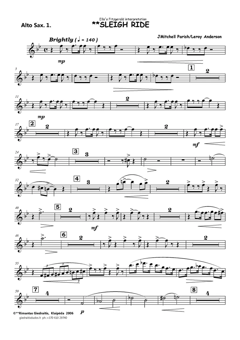 Sleigh Ride score preview