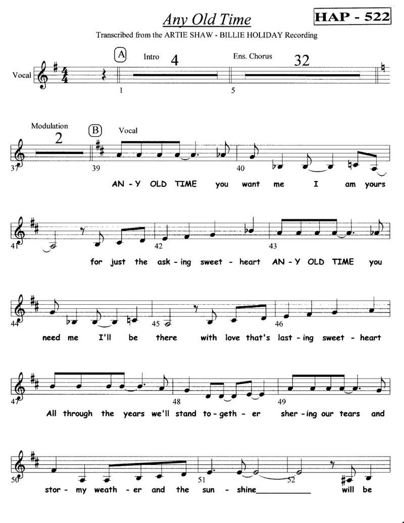 Any Old Time score preview