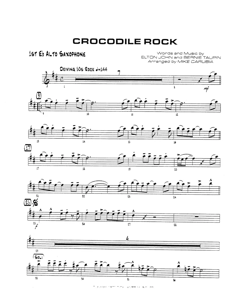 Crocodile Rock score preview