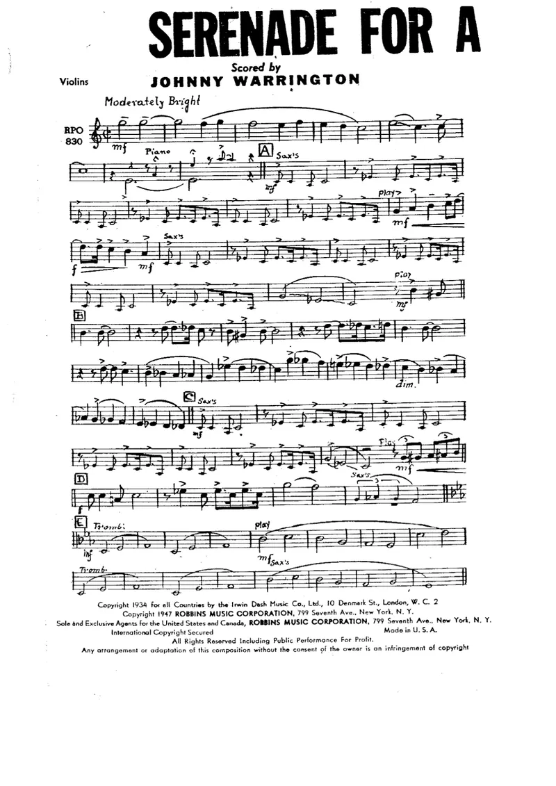 Serenade For A Wealthy Widow score preview