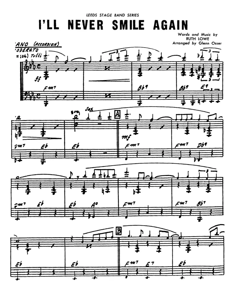 I'LL Never Smile Again score preview
